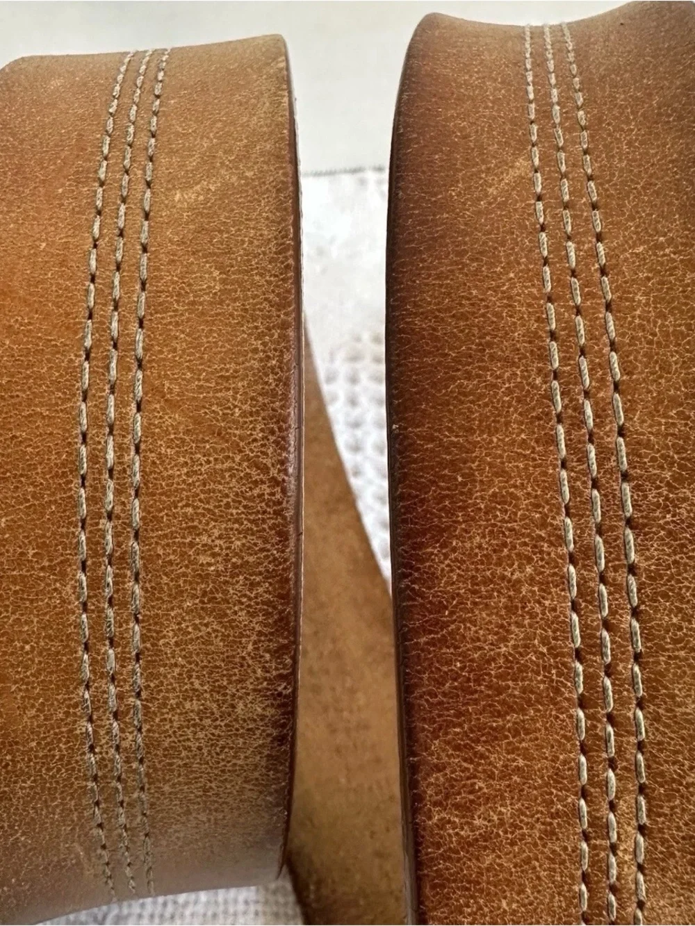 VTG Carhartt Cowhide Leather Belt Silver C Logo Buckle Brown Nubuck L 40 WA011